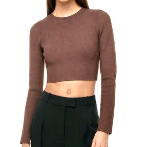 Aritzia Babaton Sculpt Knit Crew Cropped Longsleeve